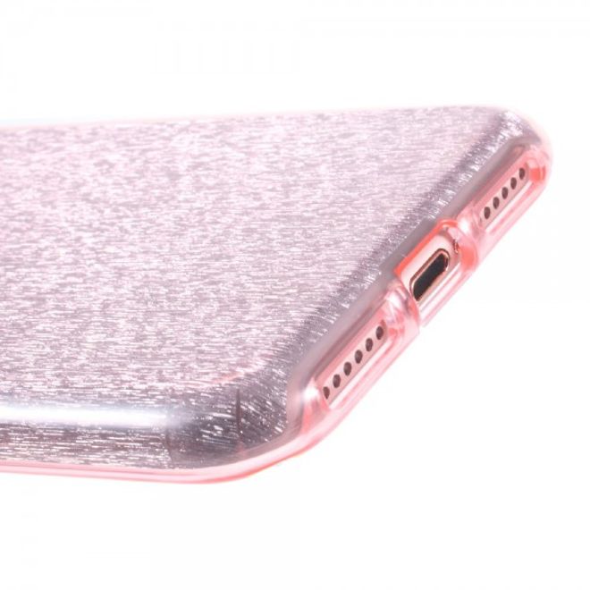 Handyhülle für iPhone SE (2022) / SE (2020) / 8 / 7 - Case aus elastischem und hartem Plastik - Glitzermuster - pink