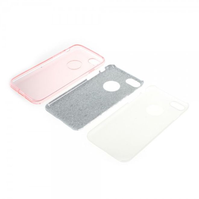 Handyhülle für iPhone SE (2022) / SE (2020) / 8 / 7 - Case aus elastischem und hartem Plastik - Glitzermuster - pink