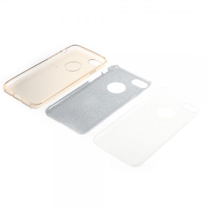 Handyhülle für iPhone SE (2022) / SE (2020) / 8 / 7 - Case aus elastischem und hartem Plastik - Glitzermuster - gold