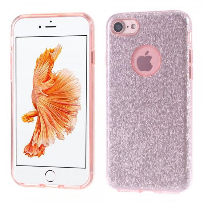 Handyhülle für iPhone SE (2022) / SE (2020) / 8 / 7 - Case aus elastischem und hartem Plastik - Glitzermuster - pink