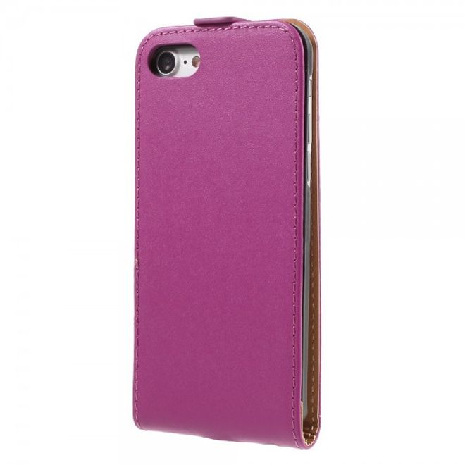 Handyhülle für iPhone SE (2022) / SE (2020) / 8 / 7 - Echtes Spaltleder Flip Case - vertikal - rosa