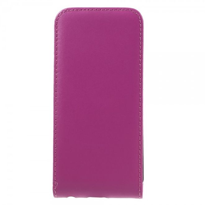 Handyhülle für iPhone SE (2022) / SE (2020) / 8 / 7 - Echtes Spaltleder Flip Case - vertikal - rosa