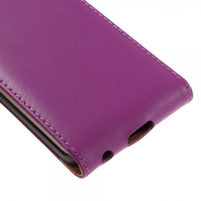 Handyhülle für iPhone SE (2022) / SE (2020) / 8 / 7 - Echtes Spaltleder Flip Case - vertikal - rosa