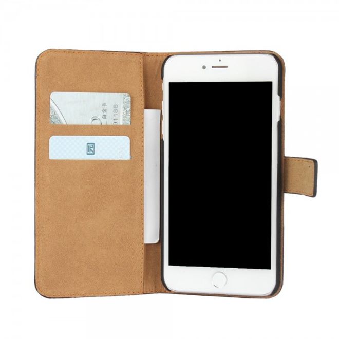Étui pour iPhone 8 Plus / 7 Plus - Étui en cuir fendu véritable - Avec fonction support - Orange