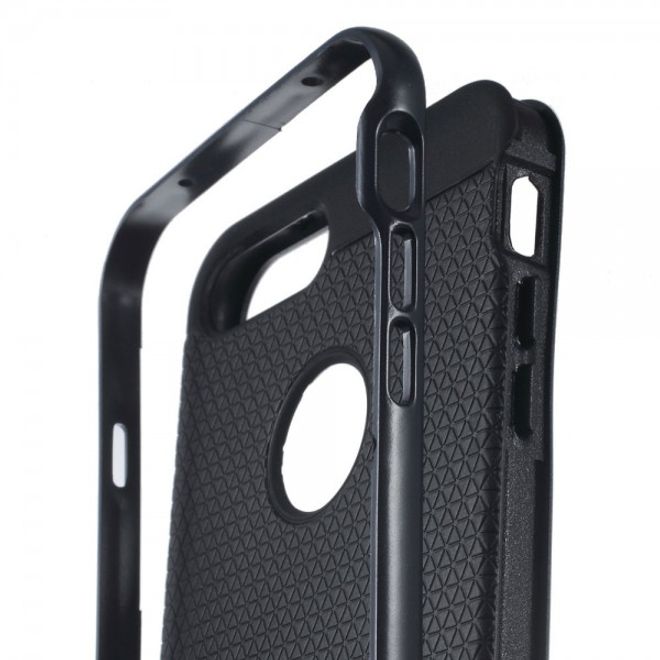 iPhone 8 Plus / 7 Plus Case - Elastic and hard plastic case - Triangle pattern - Dark blue