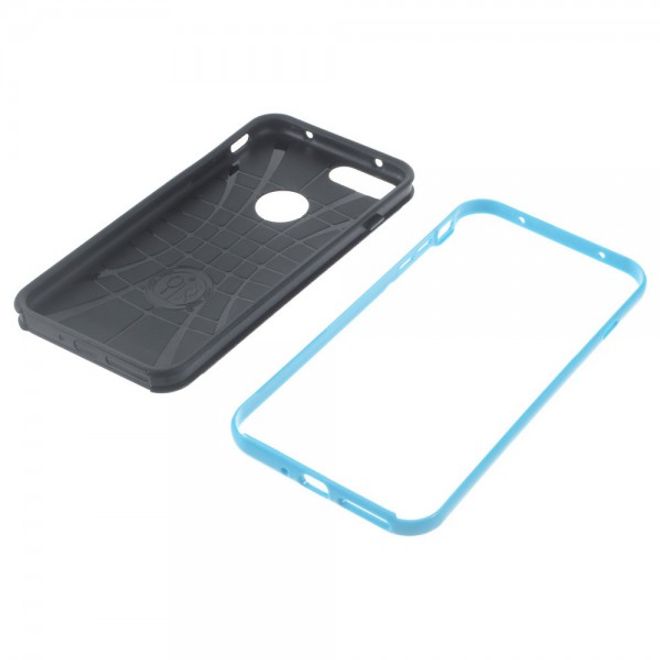 iPhone 8 Plus / 7 Plus Hülle - Case aus elastischem und hartem Plastik - Dreieckmuster - hellblau