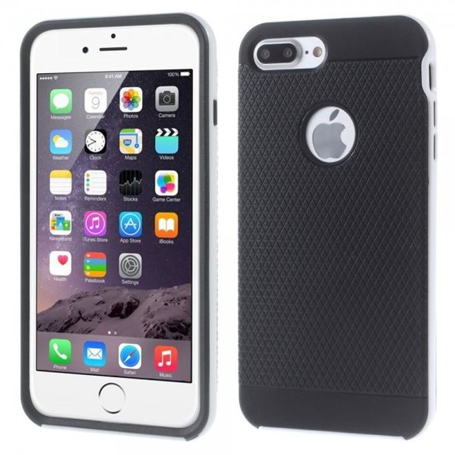 iPhone 8 Plus / 7 Plus Case - Case made of flexible and hard plastic - Triangle pattern - white
