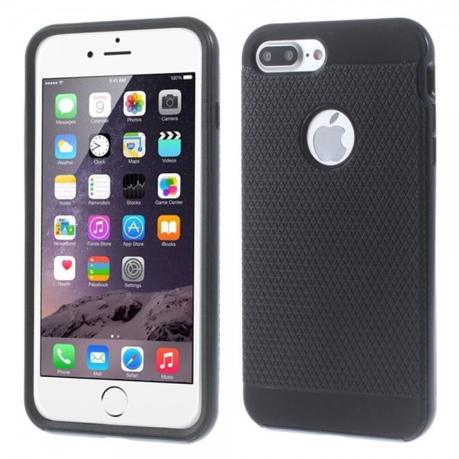 iPhone 8 Plus / 7 Plus Case - Elastic and hard plastic case - Triangle pattern - Dark blue