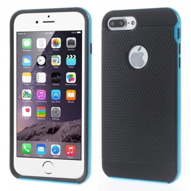 iPhone 8 Plus / 7 Plus Hülle - Case aus elastischem und hartem Plastik - Dreieckmuster - hellblau