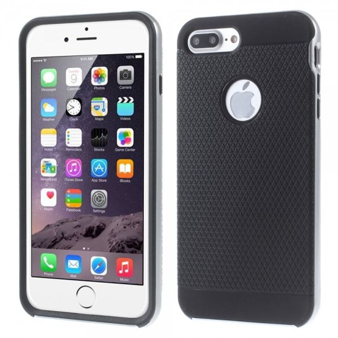iPhone 8 Plus / 7 Plus Hülle - Case aus elastischem und hartem Plastik - Dreieckmuster - silber