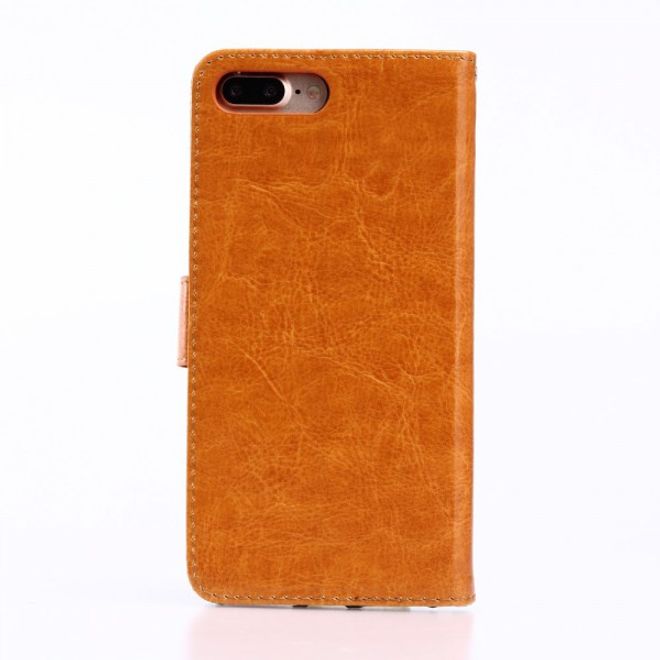 Étui pour iPhone 8 Plus / 7 Plus - Revêtement en cuir - Texture Crazy Horse - Fonction support - Orange