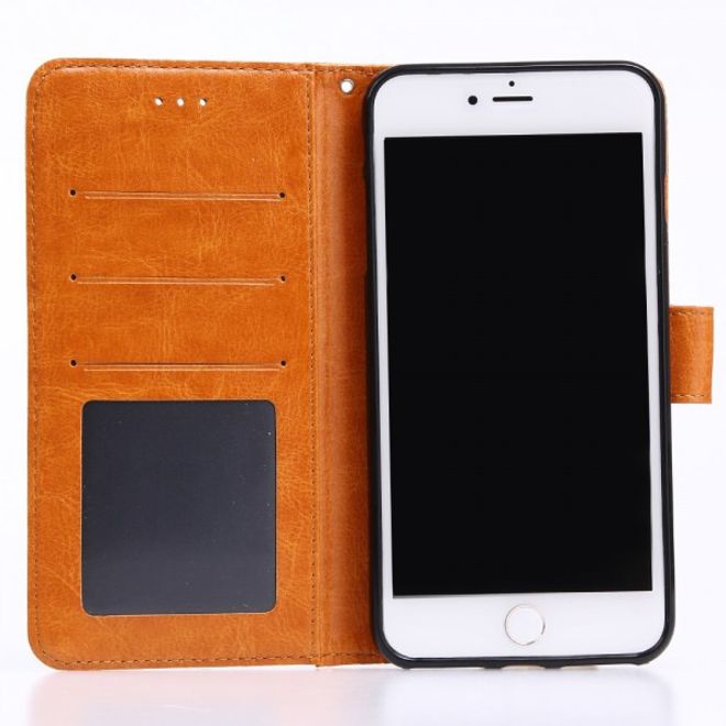 Étui pour iPhone 8 Plus / 7 Plus - Revêtement en cuir - Texture Crazy Horse - Fonction support - Orange