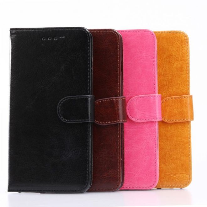 Étui pour iPhone 8 Plus / 7 Plus - Revêtement en cuir - Texture Crazy Horse - Fonction support - Orange