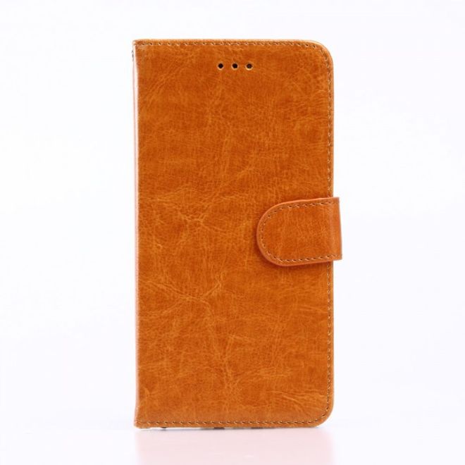 Étui pour iPhone 8 Plus / 7 Plus - Revêtement en cuir - Texture Crazy Horse - Fonction support - Orange