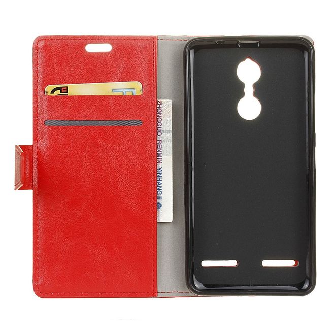 Handyhülle für Lenovo K6 - Crazy Horse Leder Case - mit Standfunktion - rot