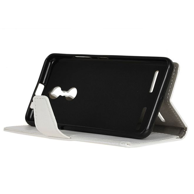 Handyhülle für Lenovo K6 - Crazy Horse Leder Case - mit Standfunktion - weiss