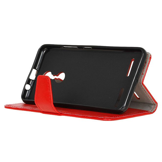 Handyhülle für Lenovo K6 - Crazy Horse Leder Case - mit Standfunktion - rot