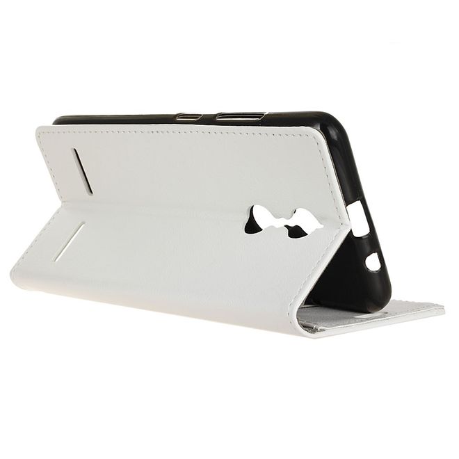 Handyhülle für Lenovo K6 - Crazy Horse Leder Case - mit Standfunktion - weiss