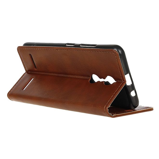 Handyhülle für Lenovo K6 - Crazy Horse Leder Case - mit Standfunktion - braun