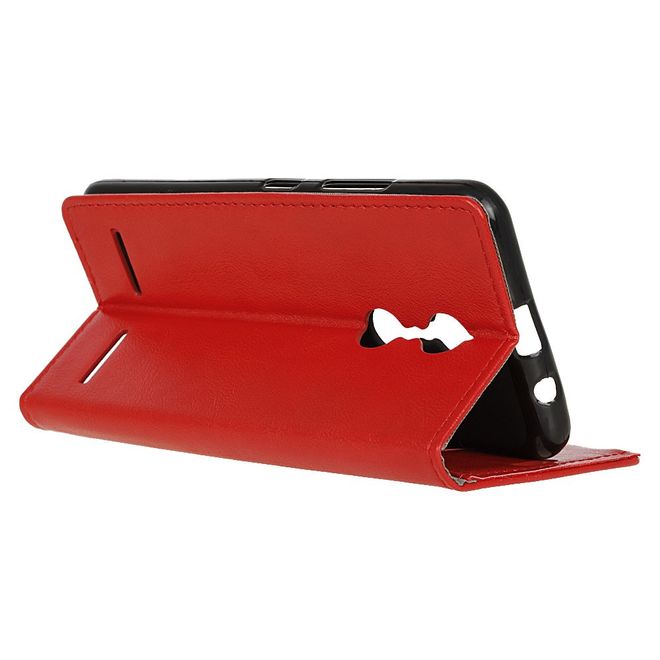 Handyhülle für Lenovo K6 - Crazy Horse Leder Case - mit Standfunktion - rot