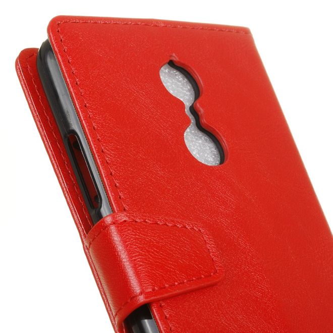 Handyhülle für Lenovo K6 - Crazy Horse Leder Case - mit Standfunktion - rot