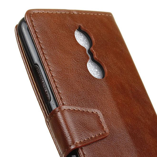Handyhülle für Lenovo K6 - Crazy Horse Leder Case - mit Standfunktion - braun