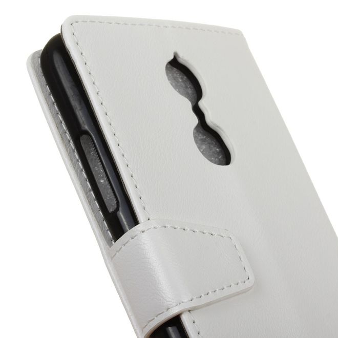 Handyhülle für Lenovo K6 - Crazy Horse Leder Case - mit Standfunktion - weiss