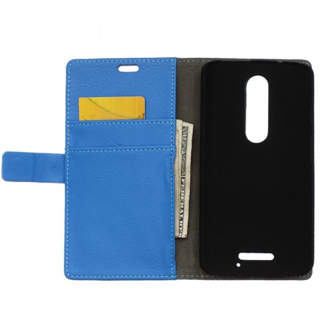 Handyhülle für Motorola Moto X Force - Case aus Leder - mit Litchitextur - blau