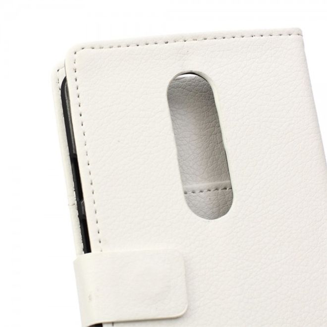 Handyhülle für Motorola Moto X Force - Case aus Leder - mit Litchitextur - weiss