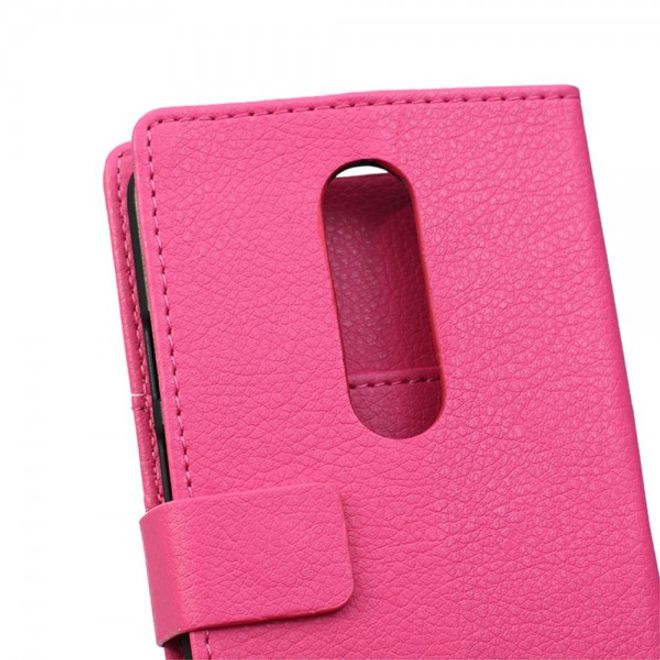 Handyhülle für Motorola Moto X Force - Case aus Leder - mit Litchitextur - rosa