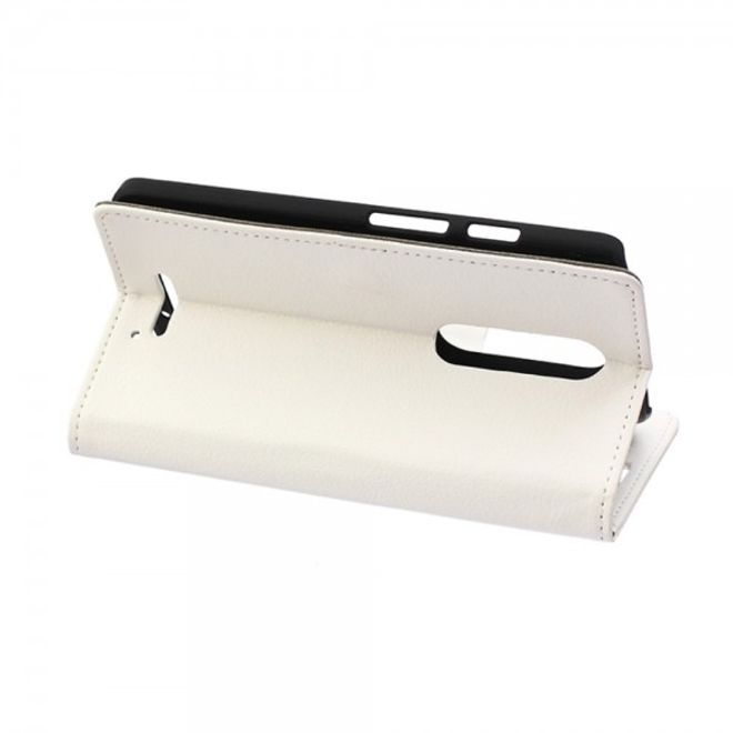 Handyhülle für Motorola Moto X Force - Case aus Leder - mit Litchitextur - weiss