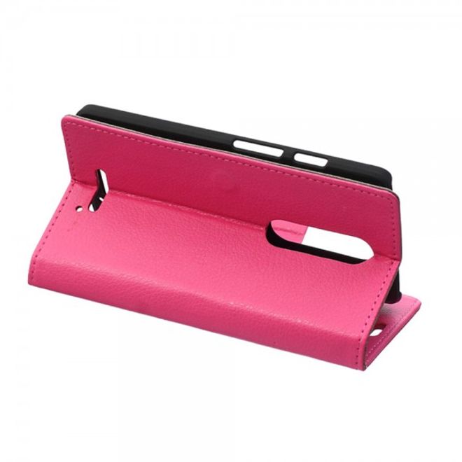 Handyhülle für Motorola Moto X Force - Case aus Leder - mit Litchitextur - rosa