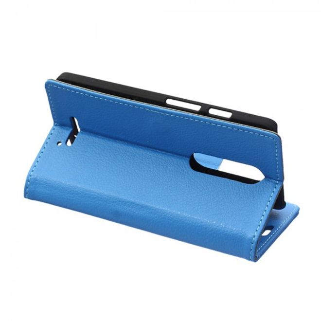 Handyhülle für Motorola Moto X Force - Case aus Leder - mit Litchitextur - blau