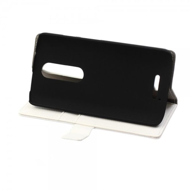 Handyhülle für Motorola Moto X Force - Case aus Leder - mit Litchitextur - weiss