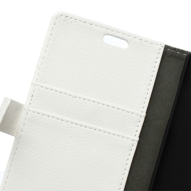 Handyhülle für Motorola Moto X Force - Case aus Leder - mit Litchitextur - weiss