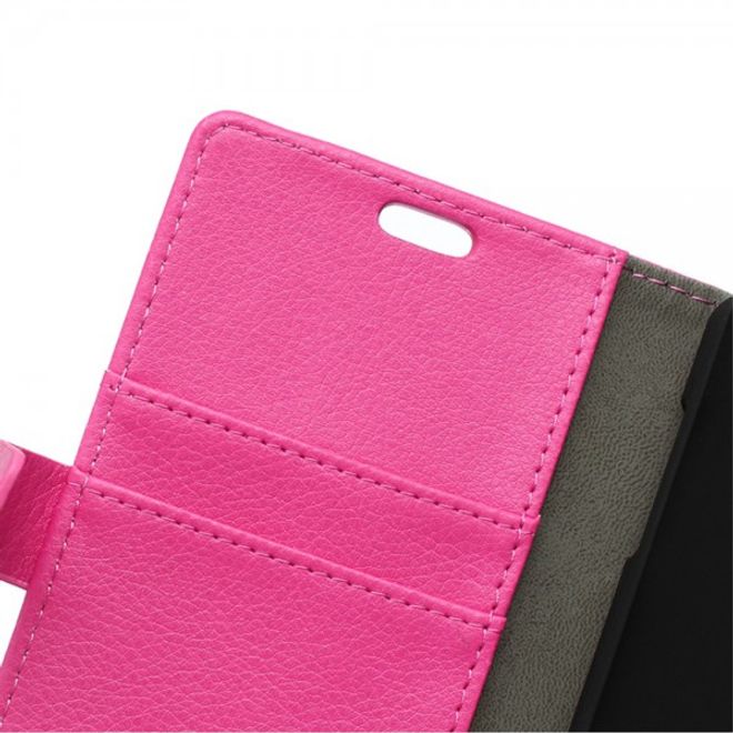 Handyhülle für Motorola Moto X Force - Case aus Leder - mit Litchitextur - rosa