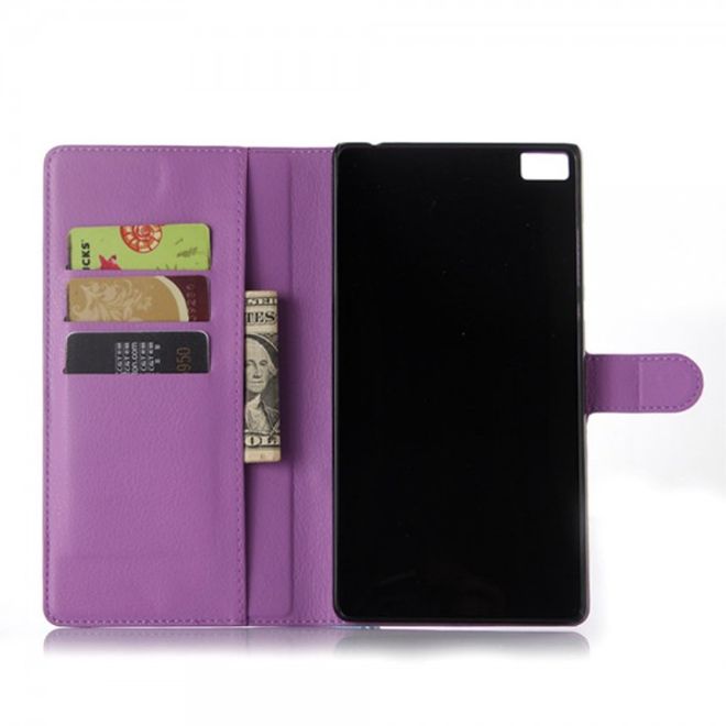 Huawei Ascend P8 Max Leder Case Hülle mit Litchitextur - purpur