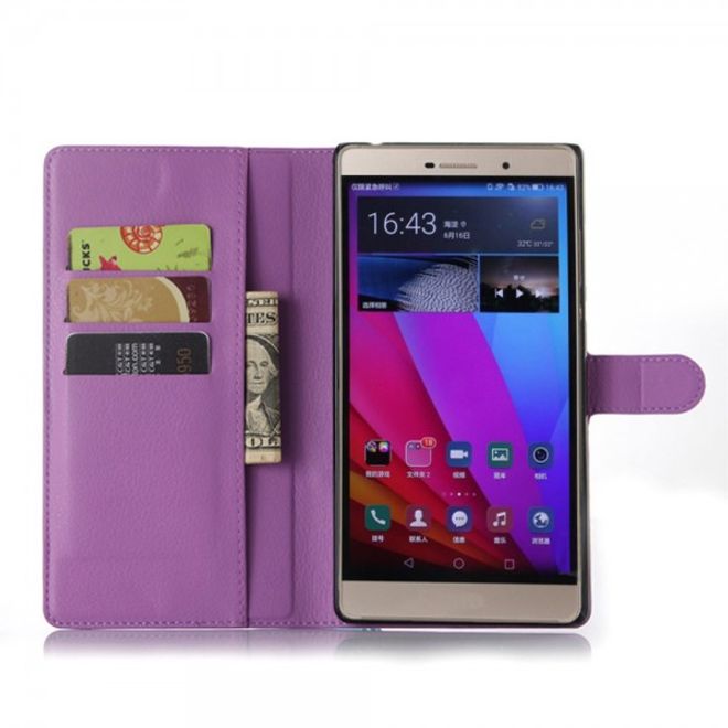 Huawei Ascend P8 Max Leder Case Hülle mit Litchitextur - purpur