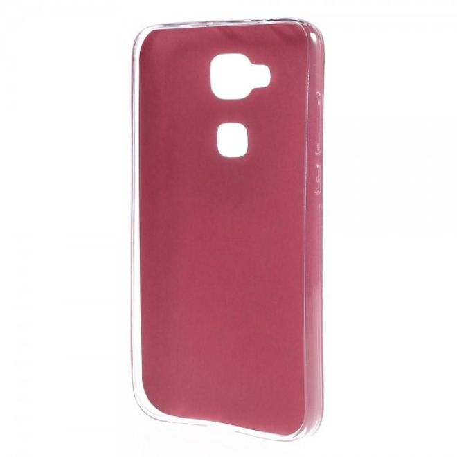 Huawei G8 Elastische Plastik Case Hülle mit lederartiger Oberfläche - rosa