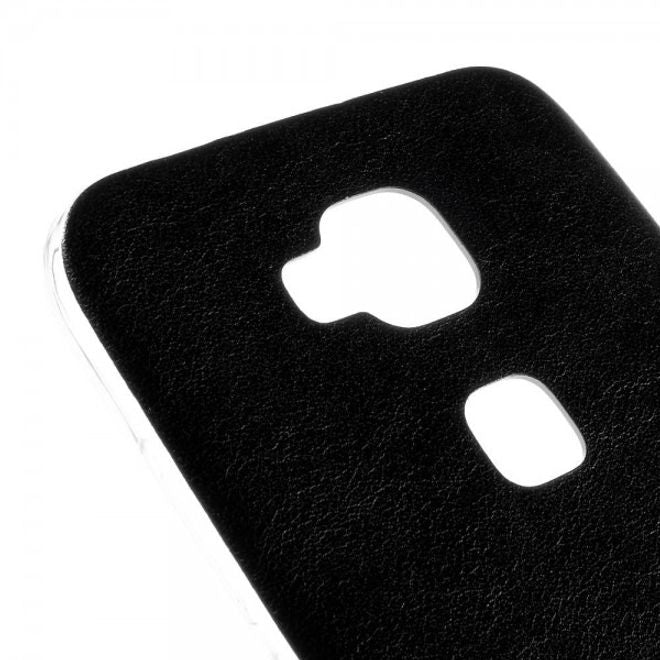 Huawei G8 Elastische Plastik Case Hülle mit lederartiger Oberfläche - schwarz
