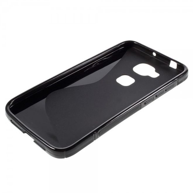 Huawei G8 Elastische Plastik Cover Hülle S-Shape - schwarz