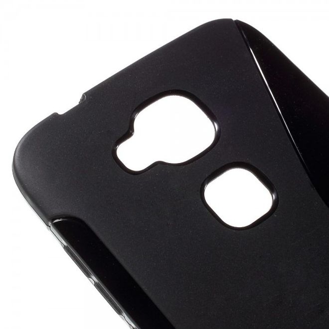 Huawei G8 Elastische Plastik Cover Hülle S-Shape - schwarz