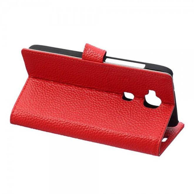 Huawei G8 Klassische Echtleder Handy Tasche mit Standfunktion - rot