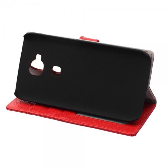 Huawei G8 Klassische Echtleder Handy Tasche mit Standfunktion - rot