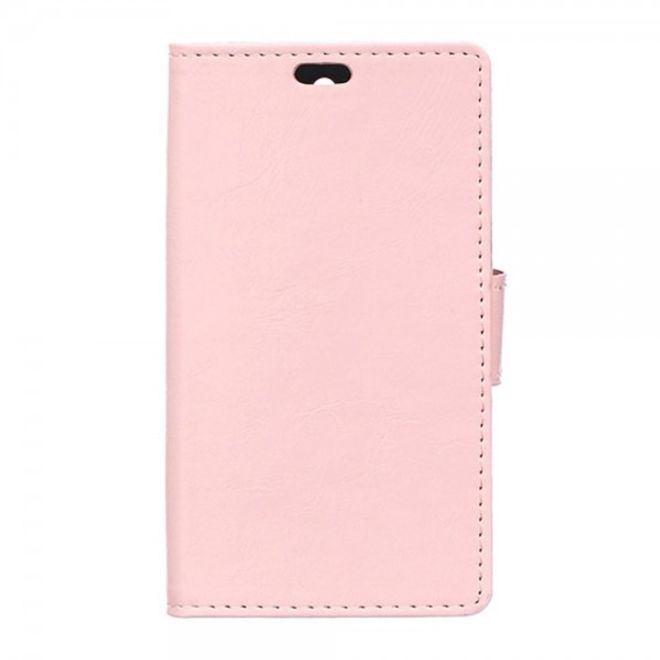 Huawei G8 Schicke Crazy Horse Leder Handy Hülle mit Standfunktion - pink