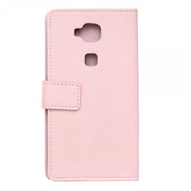 Huawei G8 Schicke Crazy Horse Leder Handy Hülle mit Standfunktion - pink