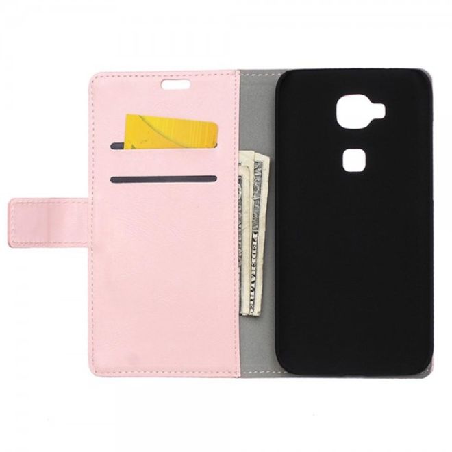 Huawei G8 Schicke Crazy Horse Leder Handy Hülle mit Standfunktion - pink