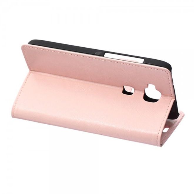 Huawei G8 Schicke Crazy Horse Leder Handy Hülle mit Standfunktion - pink