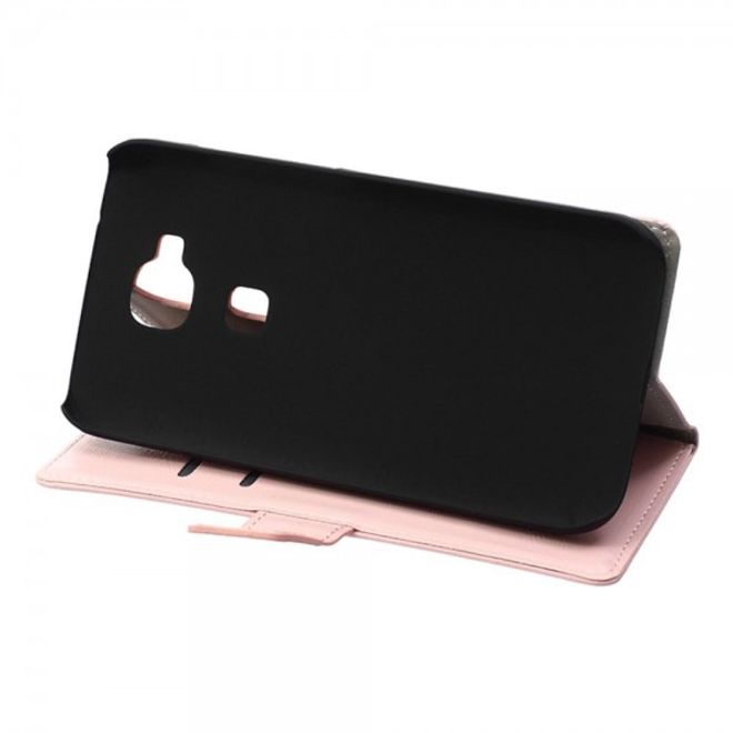 Huawei G8 Schicke Crazy Horse Leder Handy Hülle mit Standfunktion - pink