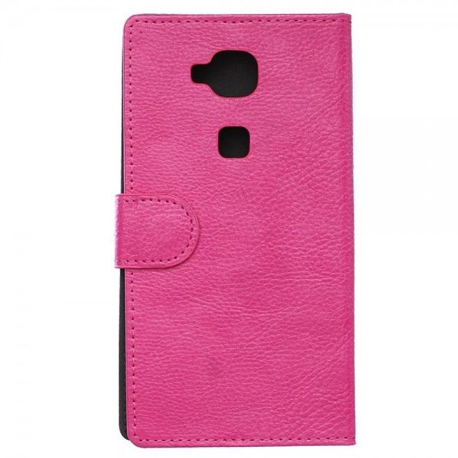 Huawei G8 Zeitlose Leder Tasche Hülle mit Litchitextur und Standfunktion - rosa